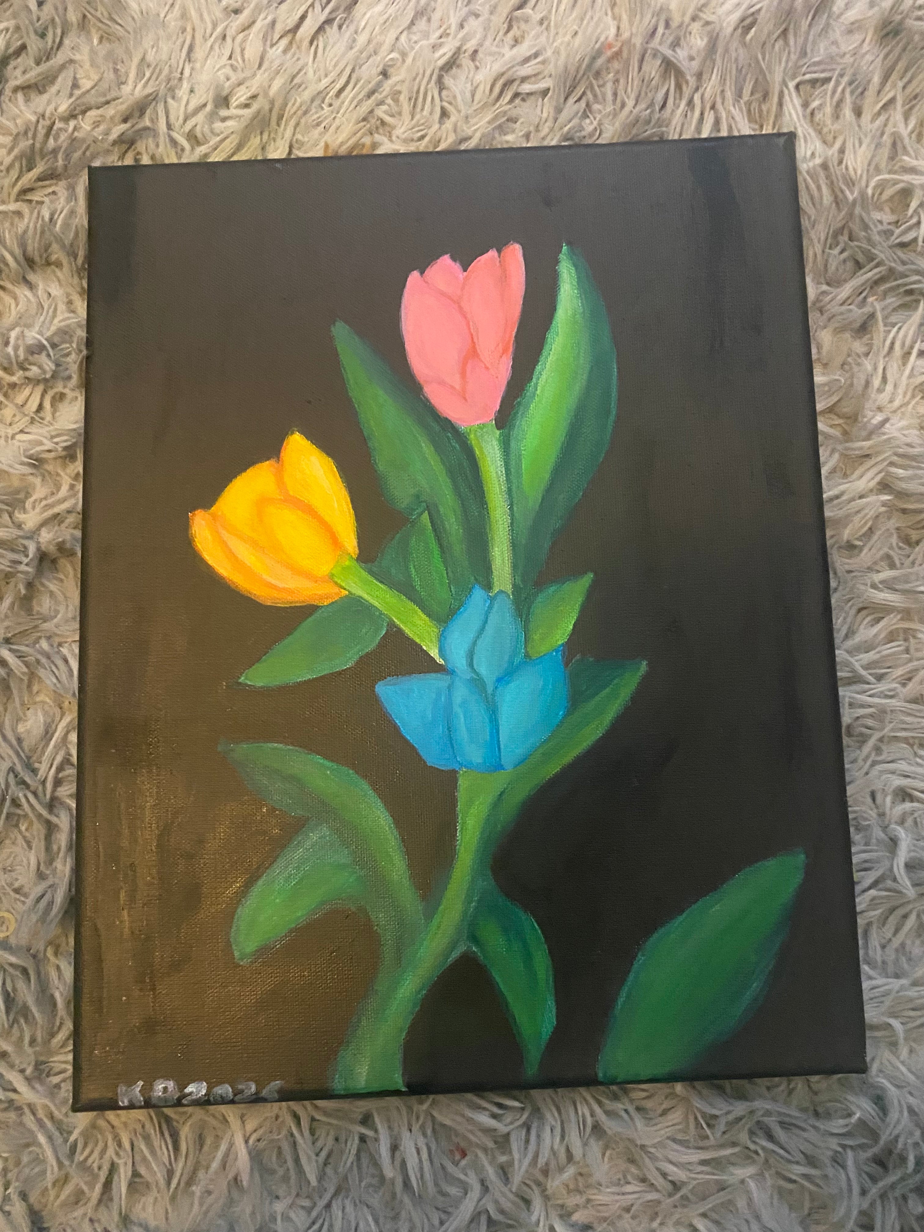 Three colored flowers