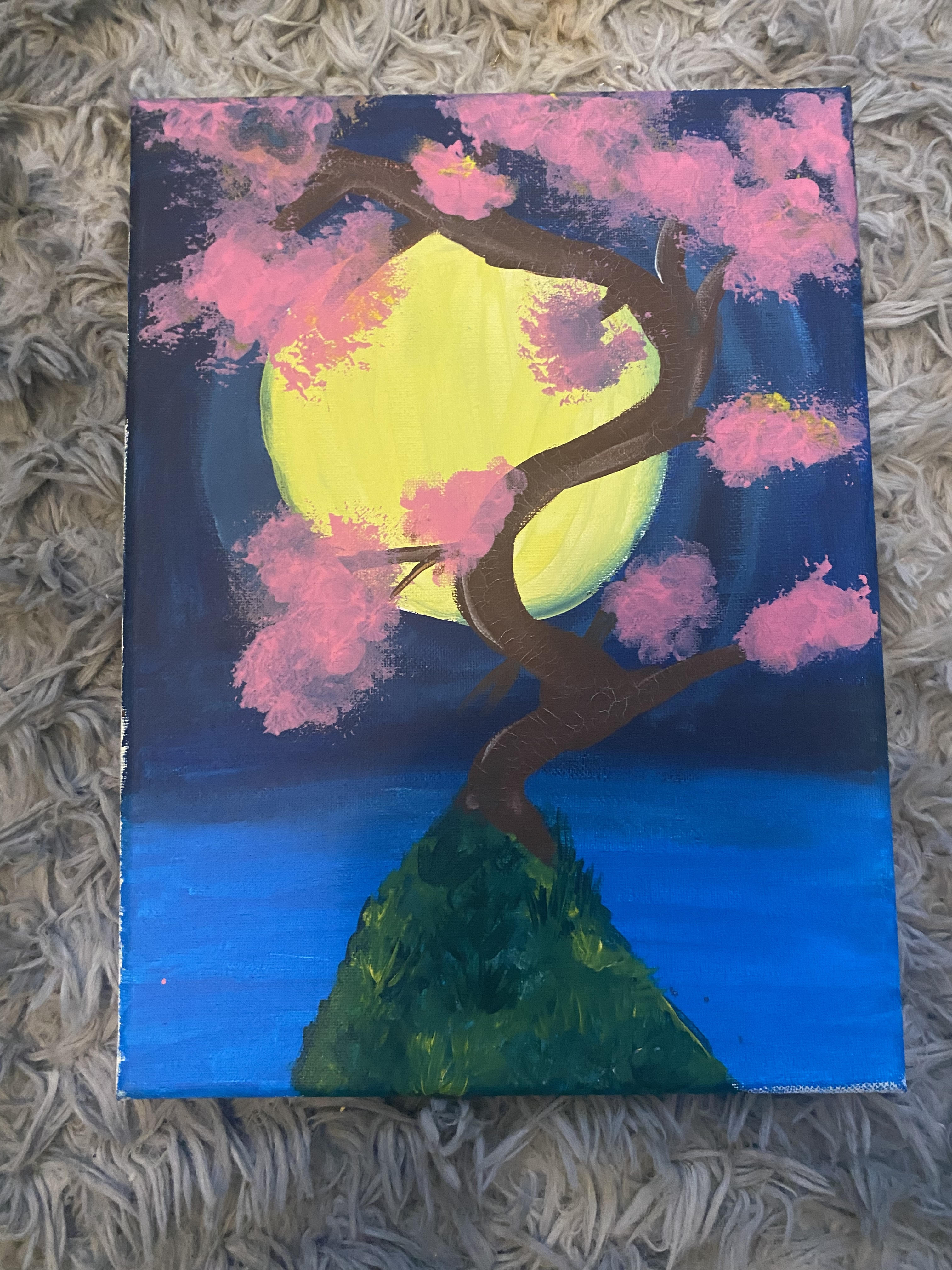 Blossom tree under the moon